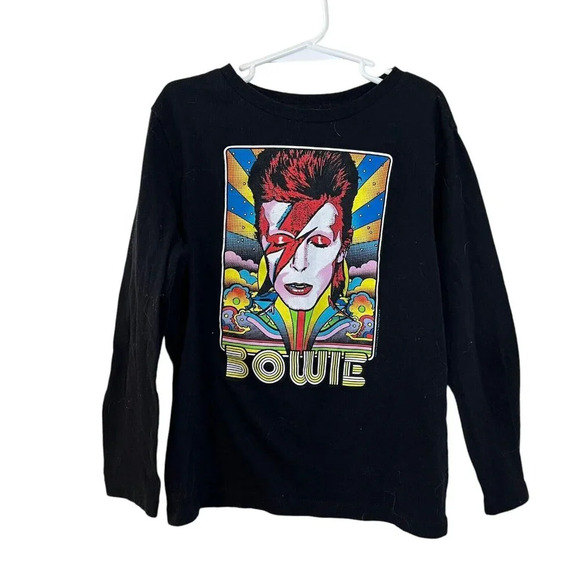 Old Navy David Bowie Graphic Girls Long Sleeve T Shirt Small 6-7 Music Knit Top - Picture 1 of 4